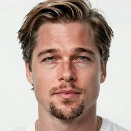 Wide angel of Brad Pitt face Concept Art of cinematography of Terrence Malick film by Caspar David Friedrich