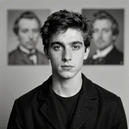 photo portrait of attractive young male  by Diane Arbus and Louis Daguerre