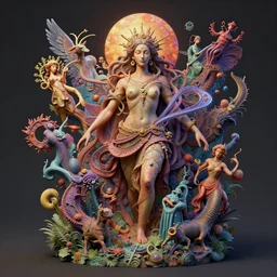 the dream of creation, metaphysical art, surrealism, zbrush, unreal engine, vibrant, detailed, by shiki and tim doyle