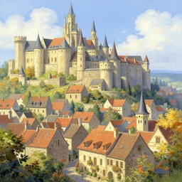 beautiful medieval city by thomas kinkade, trending on deviantart