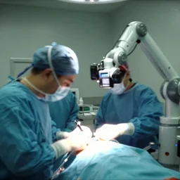 a chirurgical operation with robot on a man, by mini dv camera, very very low quality, heavy grain, very blurry, accidental flash, webcam footage, found footage, security cam, caught on trail cam