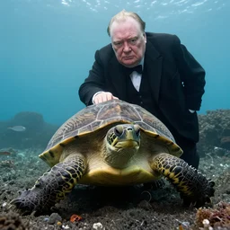 A confounded Winston Churchill discovers the first turtle ever in Galapagos, national geographic, XF IQ4, f/11, ISO 200, 1/500s, 4k, 8K, RAW, directed gaze