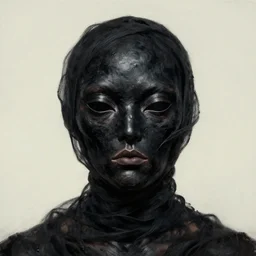an alien entity wrapped around someone's face so that it looks like a black mask. art by peter mohrbache and glenn fabry.