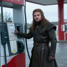 film still of jon snow working at a gas station