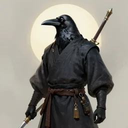 a crow that is a warrior monk, dungeons and dragon, portrait