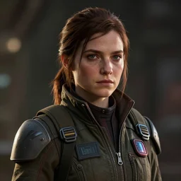 Ellie from the Last of Us as Poe Dameron pilot, digital portrait by Greg Rutkowski, intricate, sharp focus, cinematic, epic, artstation