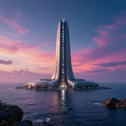The Last Stargate located in an otherworldly seascape with psychedelic skies