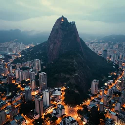 tourist spot in belo horizonte minas gerais brazil, trending on artstation, aerial photo, digital art, mountain, retrowave style, fog, city at night, low dof