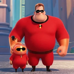film still of arnold schwarzenegger as mr. incredible in disney pixar's incredibles ( 2 0 0 4 ), 4 k