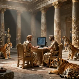 the ancient greeks operate a computer in the throne room among the tigers