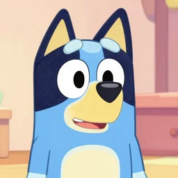 portrait of bluey character from bluey cartoon, highly detailed