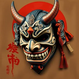 oni hannaya mask by artgerm with shin hanga and kawanabe kyosa