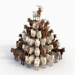 pyramid of stacked goats shot from drone