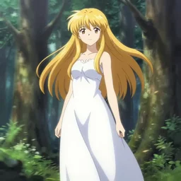 isekai beautiful anime girl hestia danmachi, kamisama standing in forest. flat face. aesthetic, golden ratio. beautiful lineart, ranking on contest, artstation, soft lighting, artistic pose, character concept, cinematic, motion blur, chromatic abberation. by makoto shinkai, carl barks