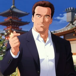 arnold schwarzenegger as anime character, kyoto animation, magical