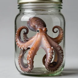 octopus is too large to fit in a glass jar