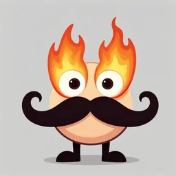 mega mustache fire eyes cartoon