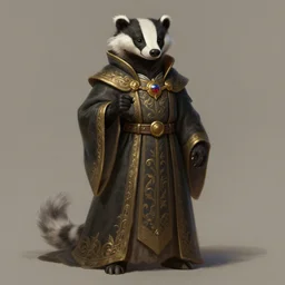 a badger druid librarian dressed with an elegant robe, by justin gerard and greg rutkowski, digital art, realistic painting, dnd, dungeons & dragons, character design, trending on artstation