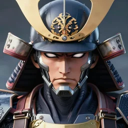 a powerful japanese samurai wearing cyber suit, detailed face, face symmetry, fanart artstation global illumination rtx hdr fanart arstation 3 d, character concept portrait by moebius and laurie greasley, profile picture, 8 k, cinematic color grading