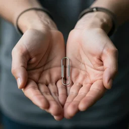award-winning rugged hands holding a paperclip