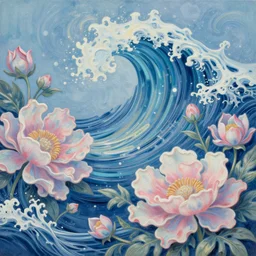 hyper detailed masterpiece, floral pattern, jean giraud, digital art painting, dream wave aesthetic, etherial, psychedelic, artgerm, donato giancola, tom bagshaw