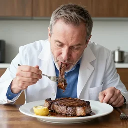 dr greger eating a steak