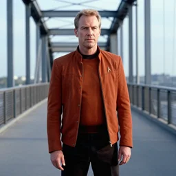 larry david on the bridge, not sure what to do, still from star trek voyager
