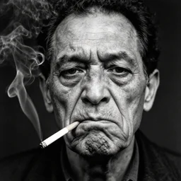 photographic portrait of a wrinkly sad anglerfish face smoking a cigarette, by max ernst and alfred pellan