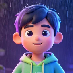 cartoon portrait made out of rain, neon colors, rendered in octane, unreal engine, highly detailed, beautiful