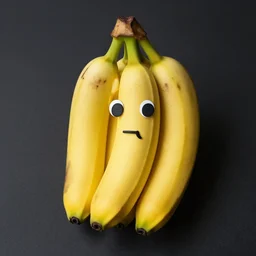 a banana fruit that has the accurate facial expressions of emma stone on it, dark humor, dalle 2 generation