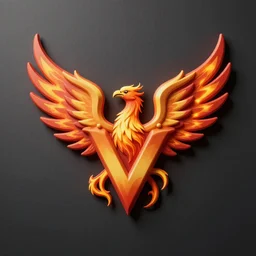 logo with a big v with flaming phoenix wings
