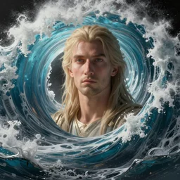 wave god, space portait ; unreal render by rafael grassetti ; cinema quality render ; epic detail and perfect lighting