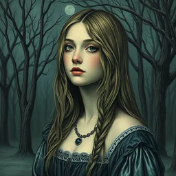 a full body portrait of a gothic young woman, mande by rob gonsalves, highly detailed, good ligth