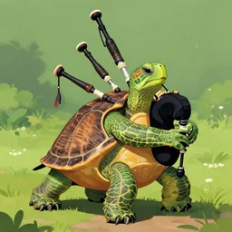Turtle using bagpipes