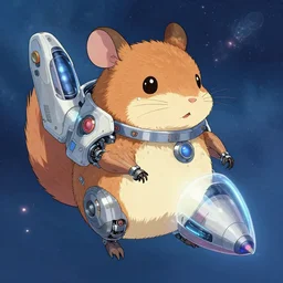 spaceship in the form of a rodent, cybernetic enhancements, art by makoto shinkai and alan bean, yukito kishiro