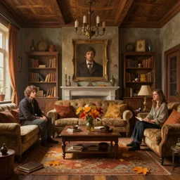 autumnal living room, interior design, wood, d & d, fantasy, portrait, highly detailed, digital painting, trending on artstation, concept art, sharp focus, illustration, art by artgerm and greg rutkowski and magali villeneuve