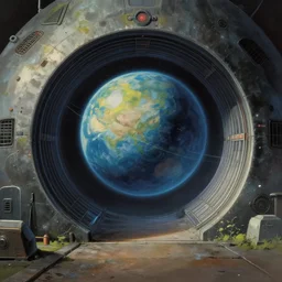 scifi portal to another planet, digital painting, concept art, smooth, sharp focus, illustration by studio ghibli