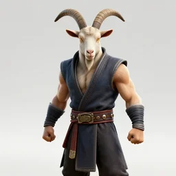 the goat in mortal kombat, 3 d videogame render, 4 k, artstation