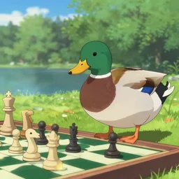 mallard duck playing chess outside, anime key visual, digital art, anime screenshot, kyoto animation, makoto shinkai, trending on artstation