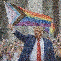 donald trump holding up a gay pride flag