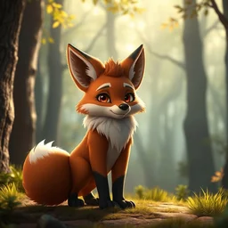 a medieval fox furry fursona with a fluffy tail in a forest, backlighting, cgi, rendered in unreal engine, trending on artstation, cartoon, trending on furaffinity