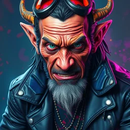 danny trejo as an apocalyptic scifi orcish goblin biker character, professional photo, psychedelic vibrant colors, futuristic punk rock fashion, highly detailed oil painting by michael whelan art, perfect face, sharp focus, detailed eyes, realistic, leather jacket, 8 k, dynamic lighting, artstation, unreal engine 5, michael whelan