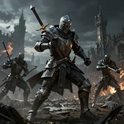 Epic photo of dark souls knight after battle