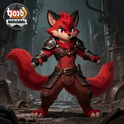 < weasel tail > a handsome weasel bandit furry red - and - black male fursona animal character, leather armor, smirking, mid - action pose on a gritty industrial background by peder balke, dark industrial fantasy, furry art, deviantart contest winner, tumblr contest winner, fursona has a ^ tail * tail *