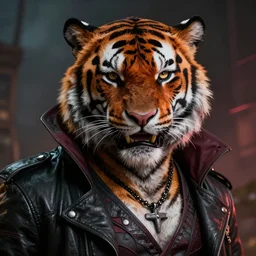 a hyper real comic book style portait painting of a vampire zombie tiger, unreal 5, hyperrealistic, octane render, cosplay, rpg portrait, dynamic lighting