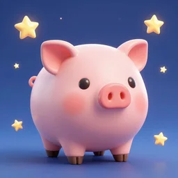 3D Fantasy Cute and adorable alien piggy in space, bright stars, Smooth 3D Illustration, soft render, Servando Lupini, Daniil Kudriavtsev, handpaint texture, Blender, 3DCoat