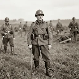 previously unseen leaked ww1 photographs of kirby on the battlefield, soldier kirby photo restoration ww1 era photograph, soldier kirby in ww1 field