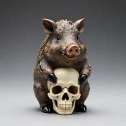 boar shaped perfume bottle with a skull