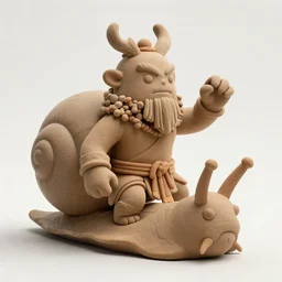 a clay snail humanoid! creature barbarian approaching, action pose, fantasy art painted by alex horley, james jean and rene magritte ( rpg reference sheet ), style of magic the gathering, high contrast!, vibrant colors, matte