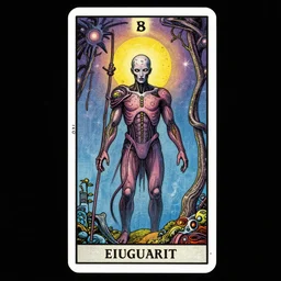 Transhumanist tarot card for the end of the world as we know it, artificial life, singularity, 8k, trending on artstation, masterpiece, highly detailed, establishing shot, in the style of DiscoDiffusion.